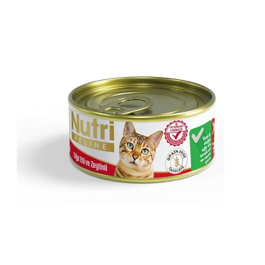 Nutri Feline Tahılsız Sığır Etli Ve Zeytinli Yetişkin Kedi Konservesi 85gr