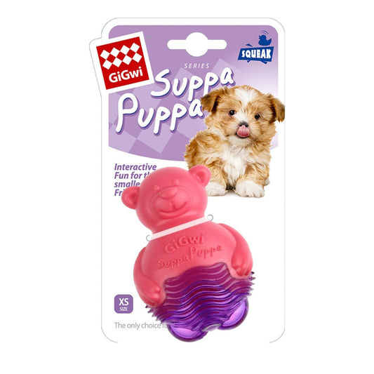 GiGwi Suppa Puppa Pink and Purple Bear Dog Toy XS