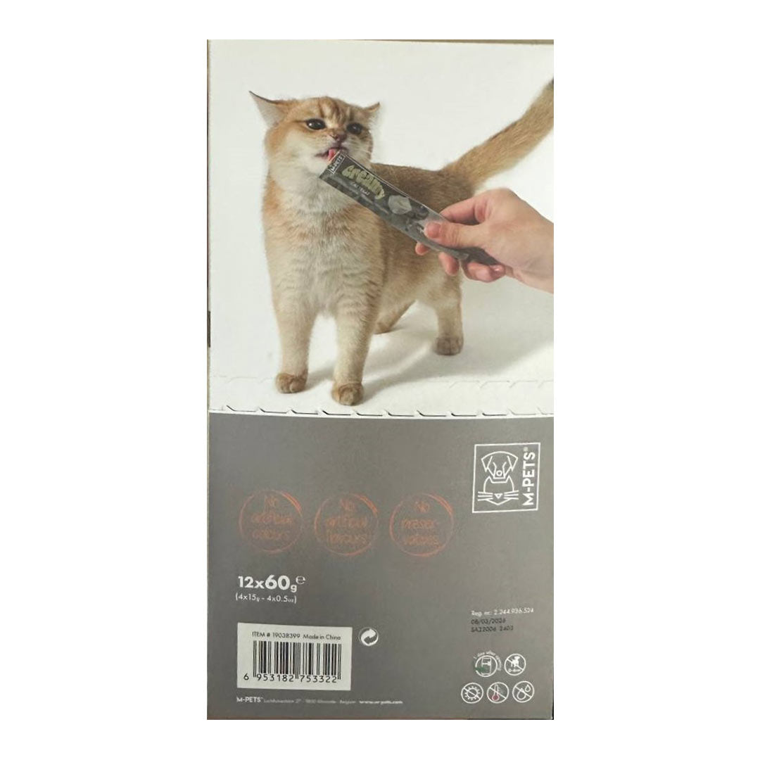 M-Pets Kremali Morina Balıklı ve Sığır Etli Sıvı Kedi Ödülü 12x60gr