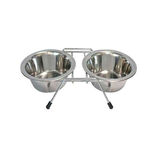 Eurogold Kedi Köpek Ayaklı İkili Çelik Mama Ve Su Kabı Seti 2x125 ml