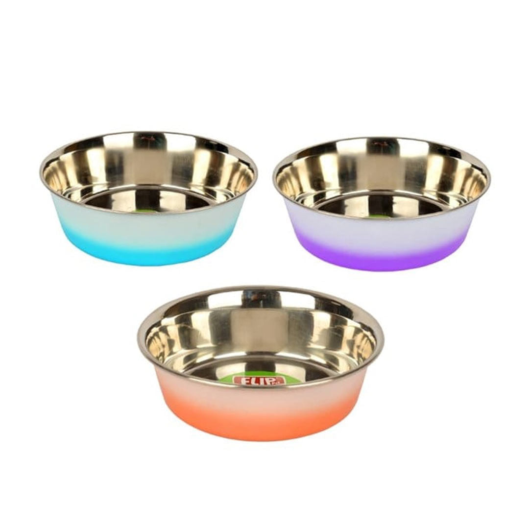 Flip Non-Slip Based Double Color Steel Food Bowl 20 cm