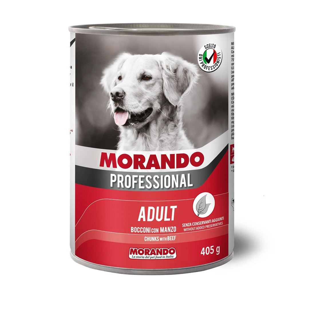 Morando Professional Beef and Chunky Meat Dog Food Can 405g