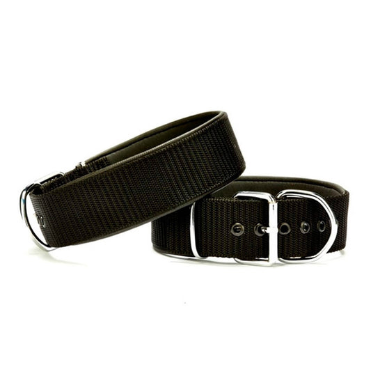 Doggie Comfortable Woven Handmade Black Dog Collar 2.5x42-50cm