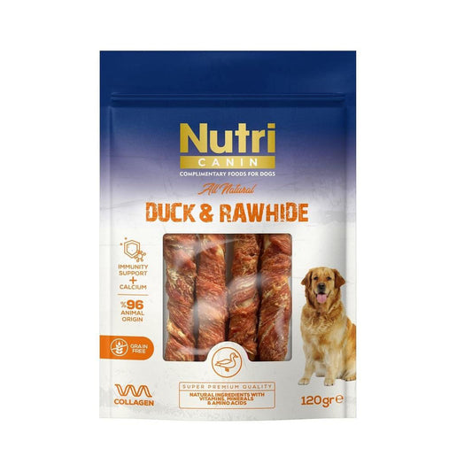 Nutri Canin Wrapped Rawhide & Duck Medium/Large Breed Dog Bone Treat 120gr