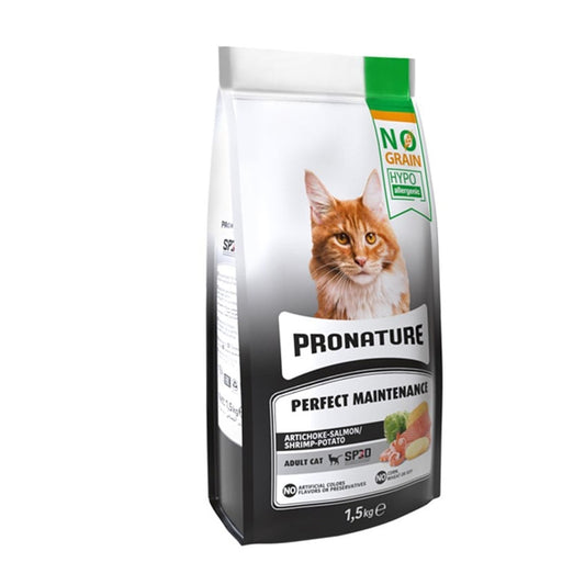 Pronature Hypo-Allergenic Grain-Free Adult Cat Food with Salmon, Shrimp and Artichoke 1.5kg