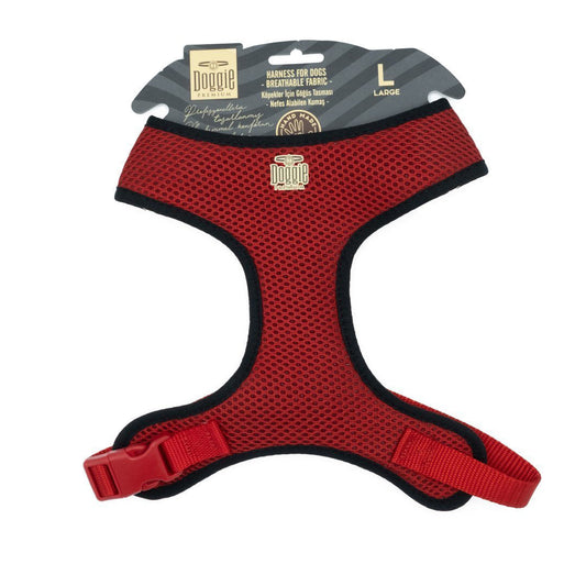 Doggie Cool Woven Handmade Small Breed Red Dog Chest Collar L-2x45-55cm