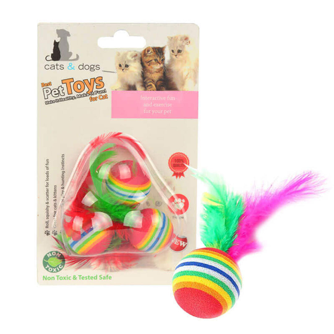 Flip Rainbow Cat Play Ball Set of 3