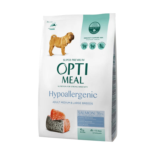 Optimeal Hypoallergenic Salmon Medium and Large Breed Adult Dog Food 4kg